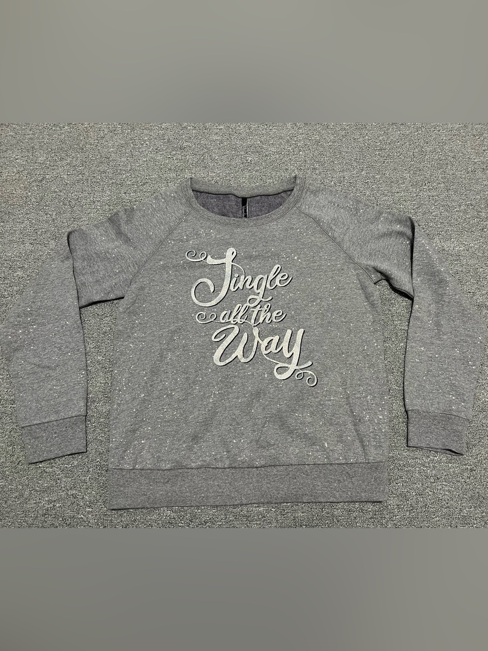 Gray 'Jingle All The Way' Sparkle Pullover Sweatshirt Women’s S